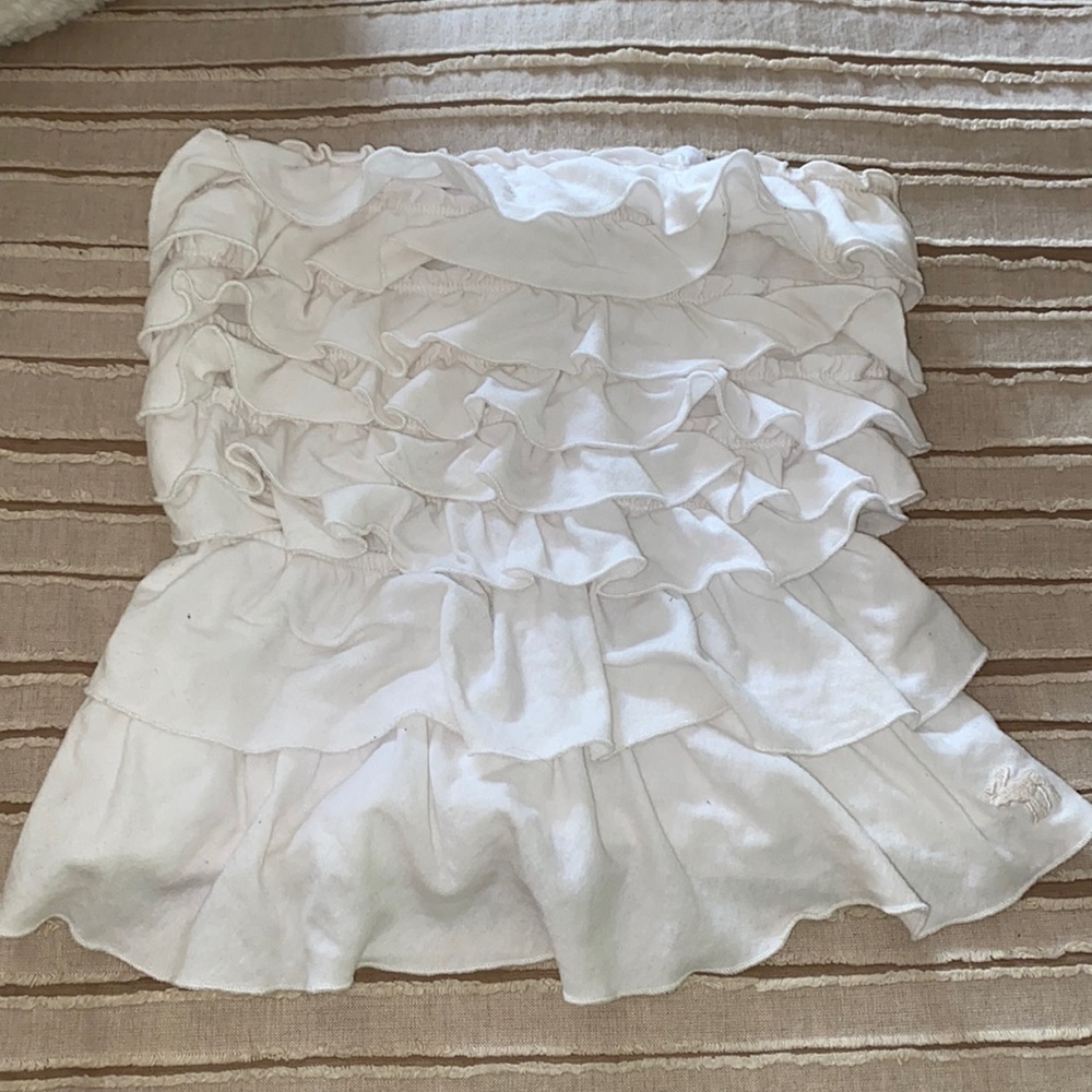 Abercrombie Kids white ruffled tube top
